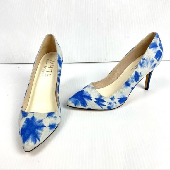 Ron White Shoes - Ron White Mackenzie Blue White Tie Dye Suede Pump